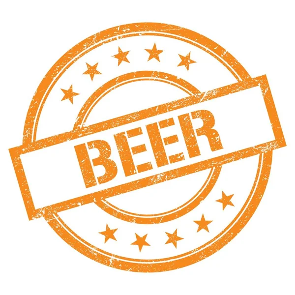 Beer Text Written Orange Vintage Rubber Stamp — Stock Photo, Image