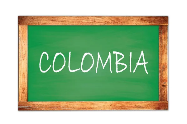 Colombia Szöveget Írt Zöld Fából Készült Keret Iskolai Táblán — Stock Fotó