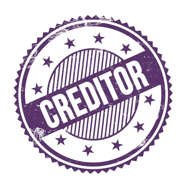 Creditor Testo Scritto Viola Indaco Grungy Zig Zag Bordi Timbro — Foto Stock