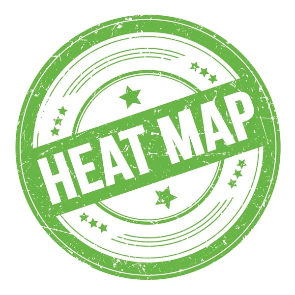 绿色圆形纹理图章上的Heat Map文本 — 图库照片