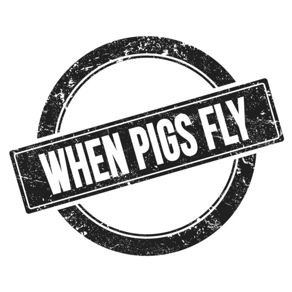 PIGS Fly Siyah yuvarlak vintage pulu üzerinde metin.