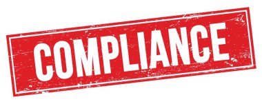 Kırmızı grungy dikdörtgen damga işareti üzerinde COMPLIANCE metin.