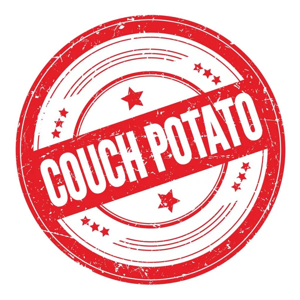 Couch Potato Text Red Grungy Texture Stamp — стоковое фото