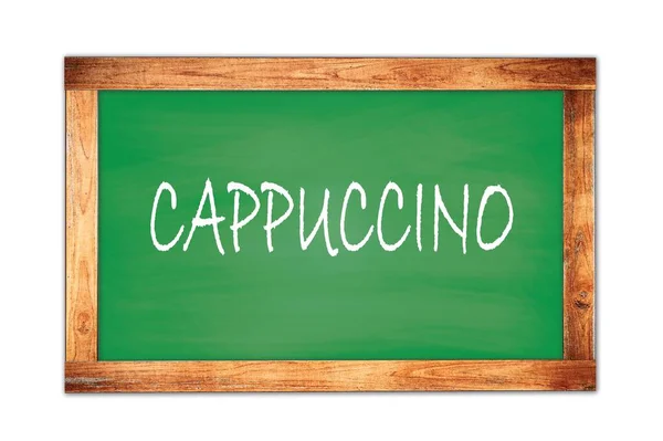 Cappuccino Текст Написан Зеленой Деревянной Рамке Школьной Доске — стоковое фото