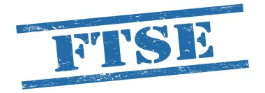 Mavi grungy vintage kauçuk damga üzerine FTSE metin.