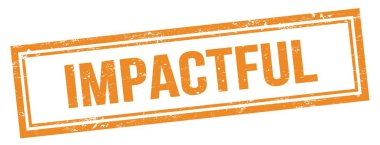 Turuncu grungy vintage dikdörtgen damgalı IMPACTFUL metin.