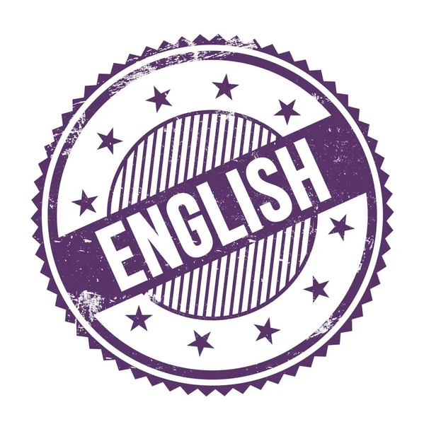 English Text Written Purple Indigo Grungy Zig Zag Borders Stamp — Stock fotografie