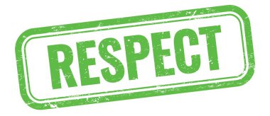 Yeşil grungy vintage dikdörtgen damgası üzerine saygı metni.