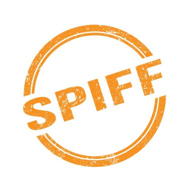 SPIFF metin turuncu grungy vintage yuvarlak pul üzerine yazılmış.