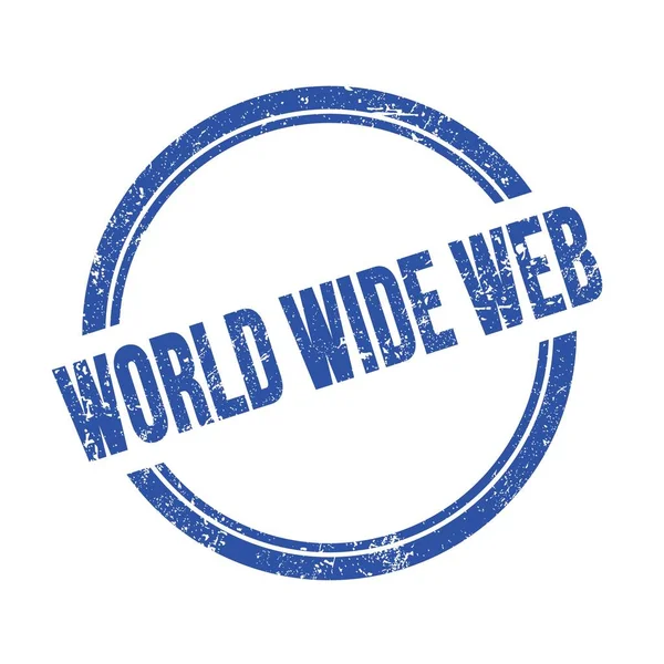 Svět Wide Web Text Napsaný Modrém Grungy Vintage Kulatém Razítku — Stock fotografie