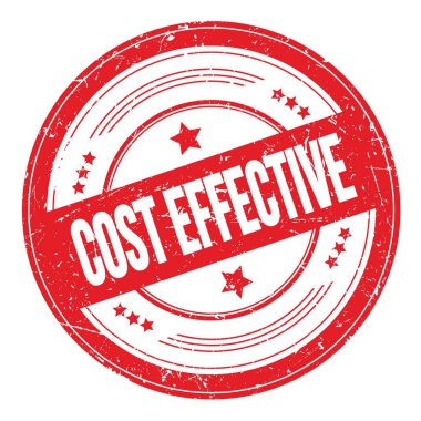 COST EFFECTIVE text on red round grungy texture stamp.