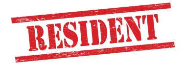 Kırmızı grungy vintage kauçuk damga üzerinde İkamet metni.