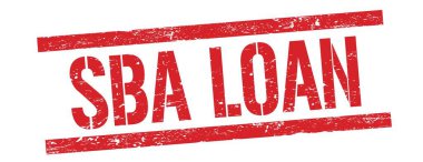 Kırmızı grungy dikdörtgen mühür işareti üzerine SBA kredi metni.