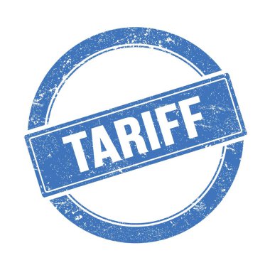 Mavi grungy yuvarlak vintage pul üzerinde TARIFF metin.