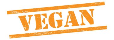 Turuncu grungy vintage kauçuk damga üzerine VEGAN metin.