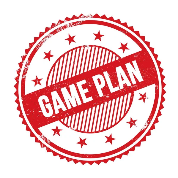 Game Plan Text Written Red Grungy Zig Zag Borders Stamp — Stockfoto