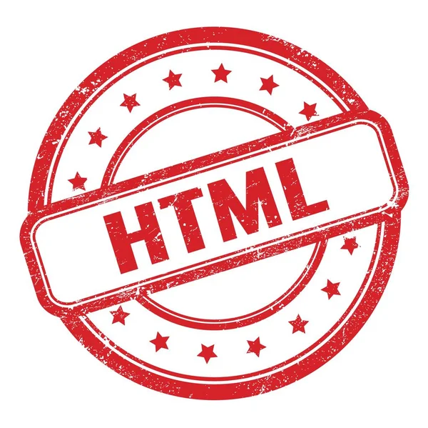 Html Текст Червоній Гранжевій Старовинній Круглої Гумовій Марці — стокове фото