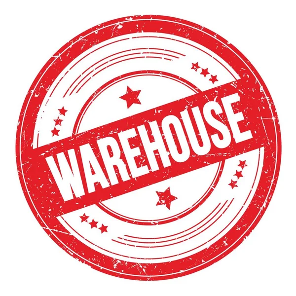 Warehouse Text Red Grungy Texture Stamp — Stockfoto