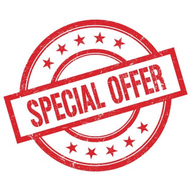 SPECIAL OFFER text written on red round vintage rubber stamp.