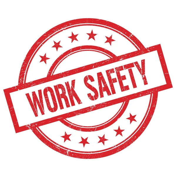 Work Safety Text Written Red Vintage Rubber Stamp — Foto de Stock