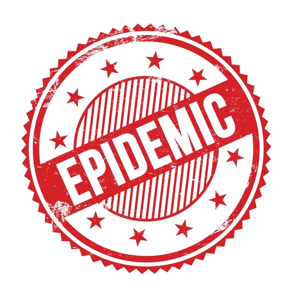 Epidemic Text Written Red Grungy Zig Zag Borders Stamp — 图库照片
