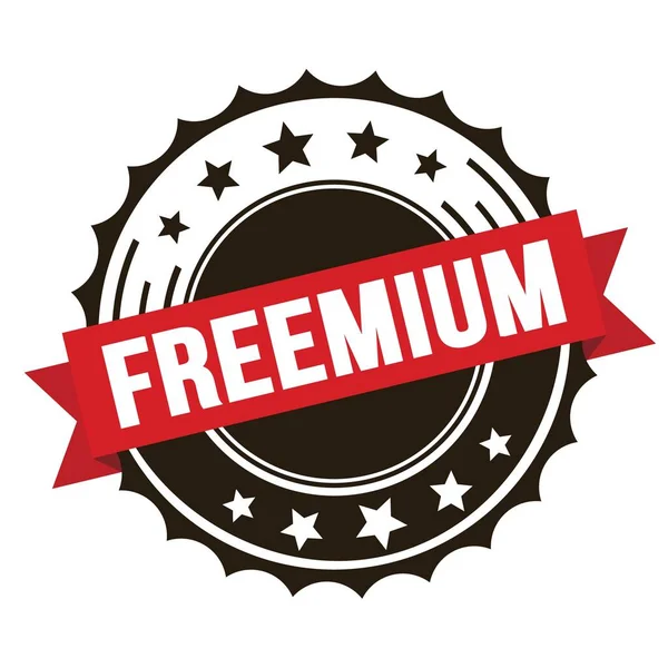 Texto Freemium Sello Insignia Cinta Marrón Roja — Foto de Stock