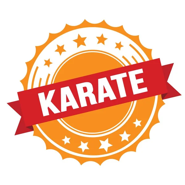 Karate Text Red Orange Ribbon Badge Stamp — Fotografia de Stock