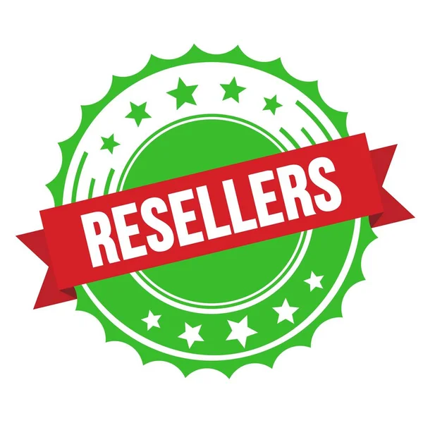 Resellers Tekst Rood Groen Lint Badge Stempel — Stockfoto