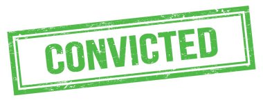 Yeşil grungy vintage dikdörtgen damgalı CONVICTED metni.