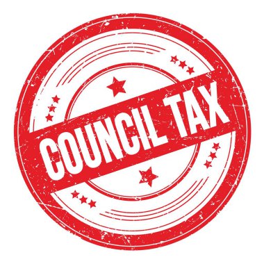 Kırmızı yuvarlak grungy doku damgası üzerine COUNCIL Vergi metni.