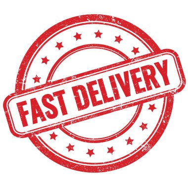 FAST DELIVERY kırmızı vintage grungy yuvarlak kauçuk damga metin.