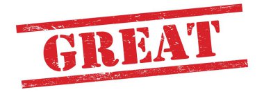 Kırmızı grungy vintage kauçuk damga üzerine harika metin.