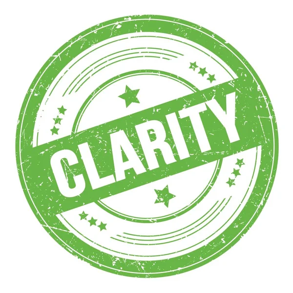 Yeşil yuvarlak grungy doku damgası üzerine CLARITY metin.