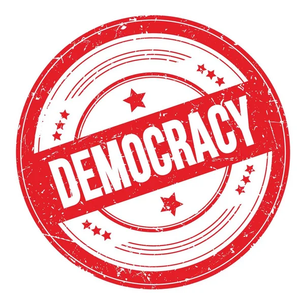 Democracy Text Red Grungy Texture Stamp —  Fotos de Stock