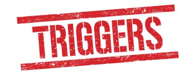 TRIGERS kırmızı grungy dikdörtgen mühür işareti üzerinde metin.