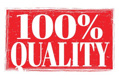 % 100 KALİLİK, kırmızı grungy işareti üzerine yazılmış kelimeler