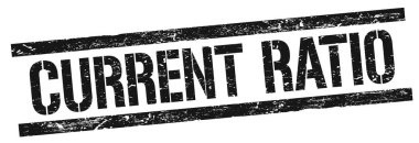 Siyah grungy dikdörtgen damga işareti üzerinde CURRENT RATIO metni.