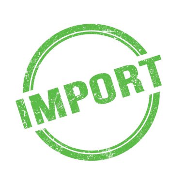 Yeşil grungy vintage yuvarlak damgalı İMPORT metin.