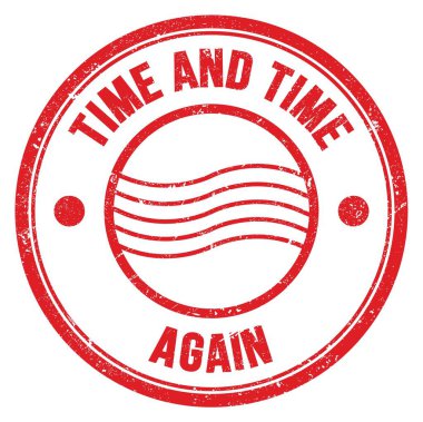 Zaman ve Zaman tekrar kırmızı yuvarlak posta damgası işareti üzerine yazılmış metin
