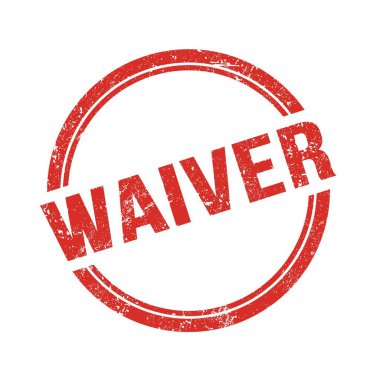 WAIVER yazı kırmızı grungy vintage yuvarlak pul üzerine yazılmış.