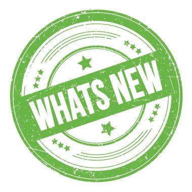 Yeşil yuvarlak, kirli doku damgası üzerine YENİ metin.