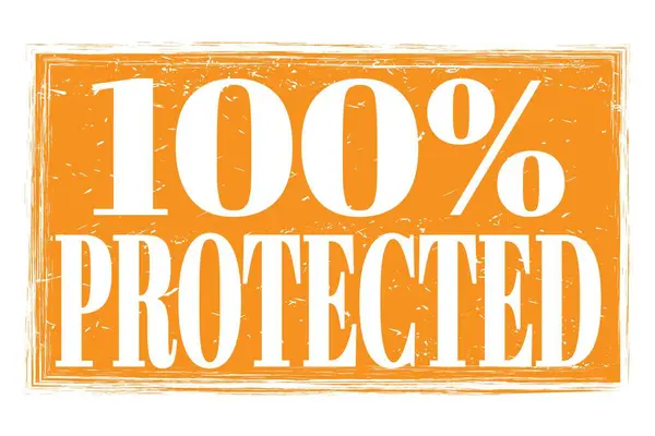 100 Protegido Palavras Escritas Sinal Carimbo Grungy Laranja — Fotografia de Stock