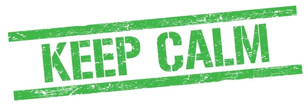 绿色黑色矩形邮票标志上的Keep Calm文字 — 图库照片