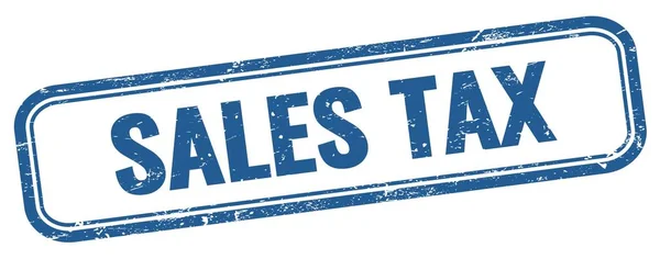 Sales Tax Text Auf Blauem Grungy Vintage Rechteck Marke — Stockfoto