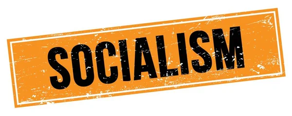 Socialism文字在黑色橙色黑色矩形邮票上的标志 — 图库照片
