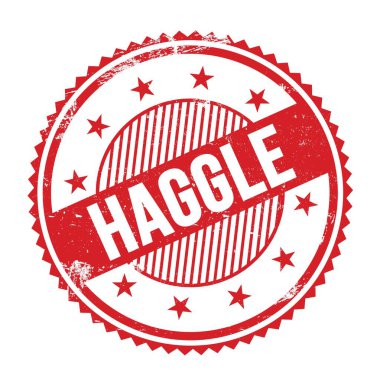 Kırmızı grungy zig zag kenarlarında yazılmış HAGLE metni yuvarlak pul.