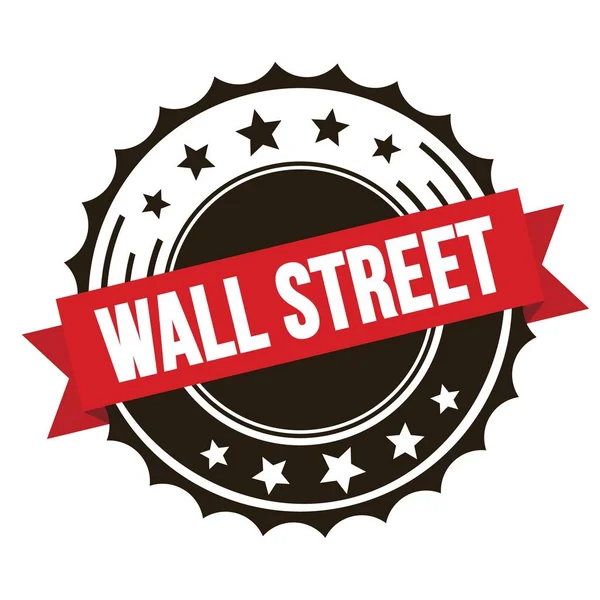 Texto Wall Street Sello Insignia Cinta Marrón Roja —  Fotos de Stock