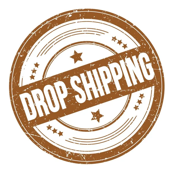 Drop Shipping Text Auf Braunem Rundem Grungy Texturstempel — Stockfoto