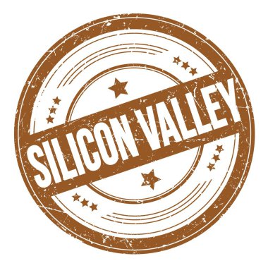 Kahverengi yuvarlak dokuma damgası üzerine SILICON VALLEY metin.