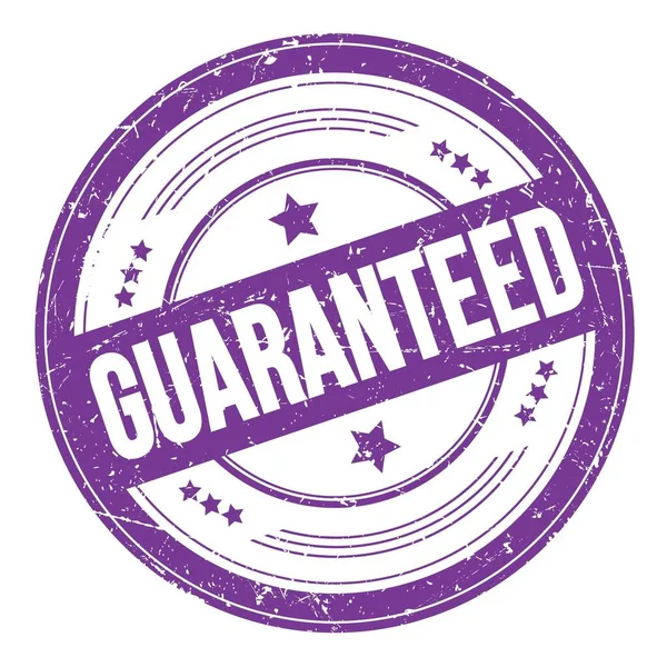 Guaranteed Text Violet Indigo Grungy Texture Stamp — Stock Photo, Image